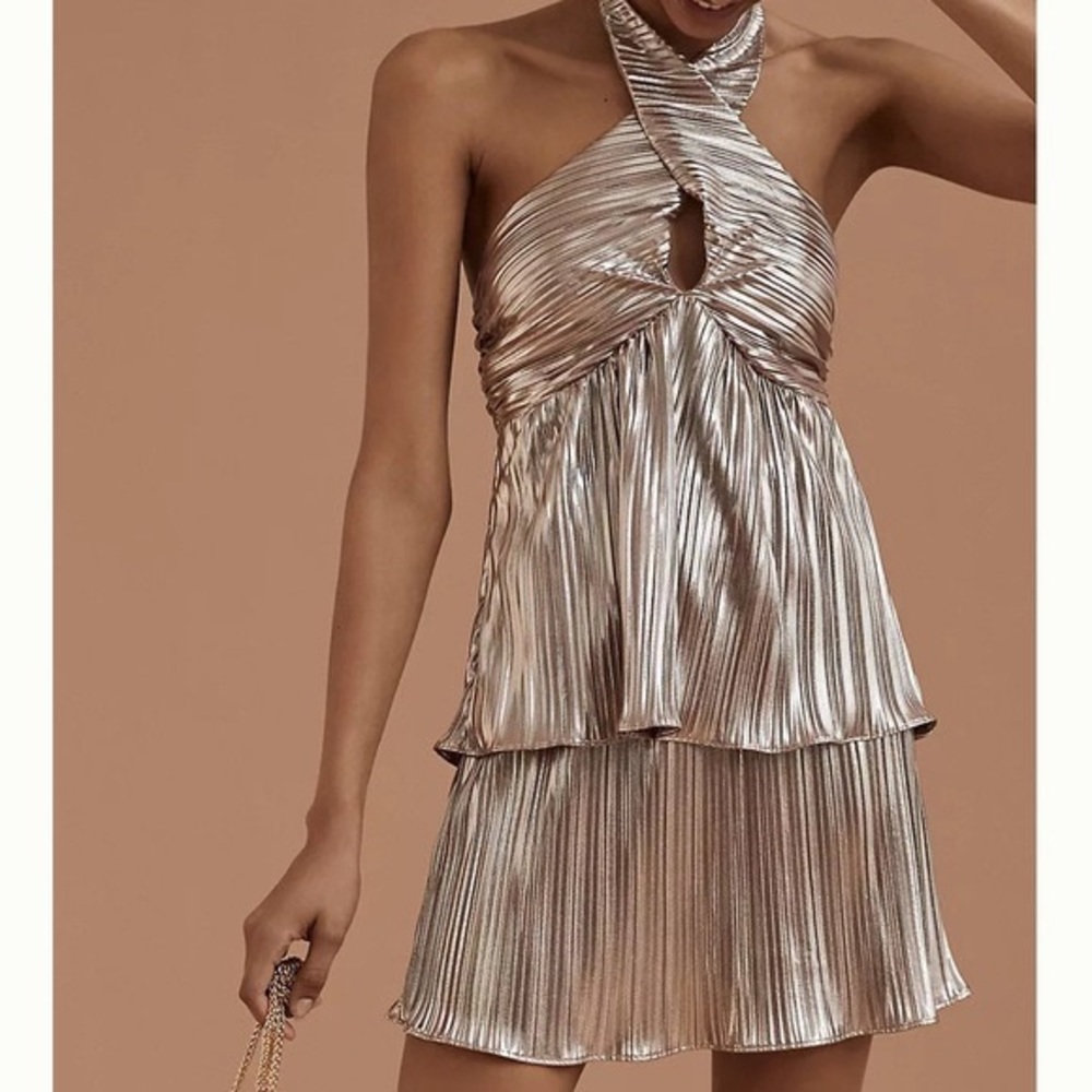Anthropologie Gold Set (XS Top S Skirt)